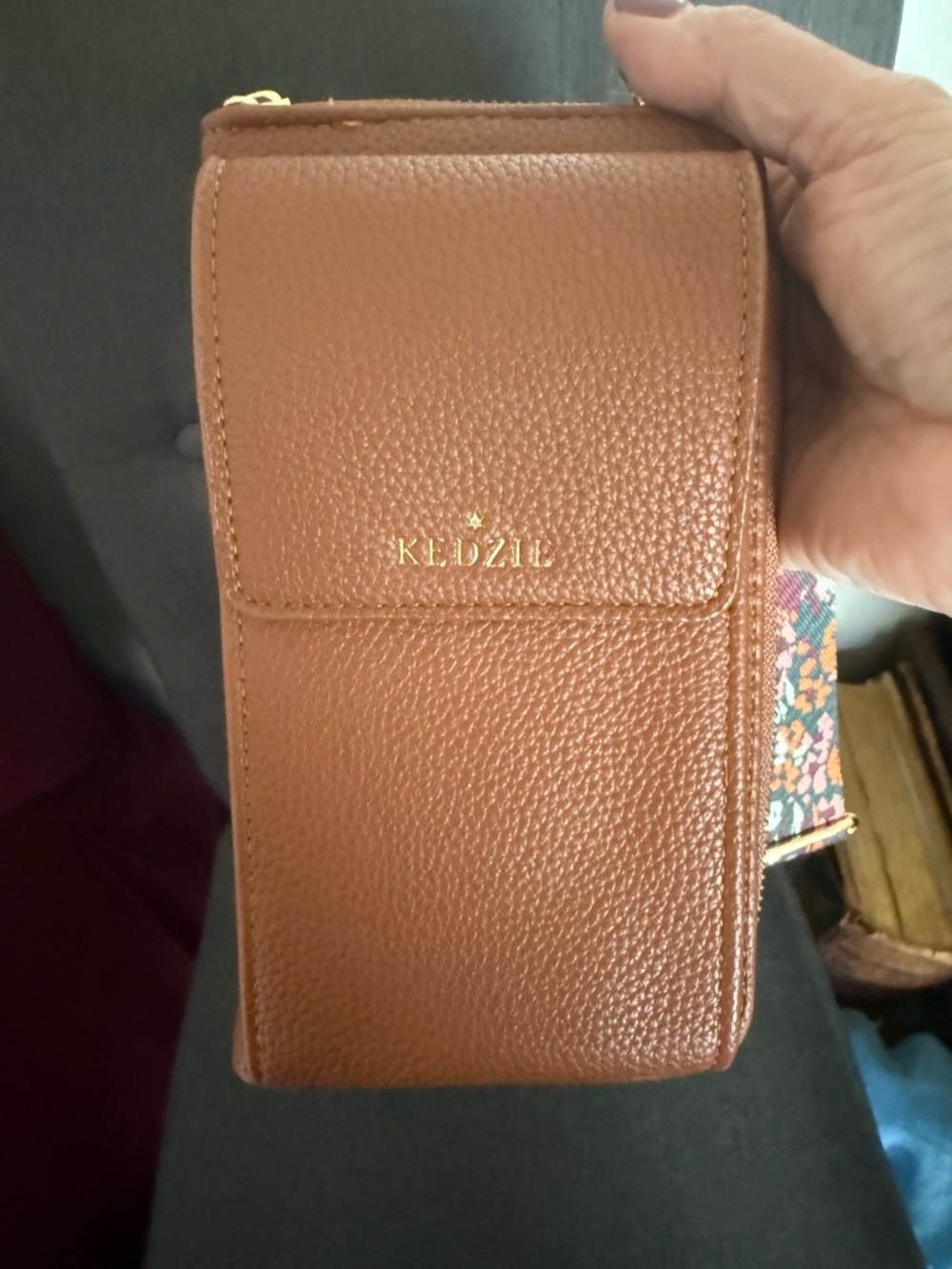 Tan Crossbody Phone/Wallet bag with detachable strap.